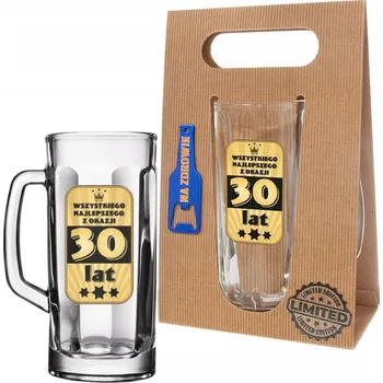 Sklenice DÁREK NA 30 URODZINY PRO MUŽE CHLAPA JEHO SADA PIVNÍ SKLENICE OTVÍRÁK