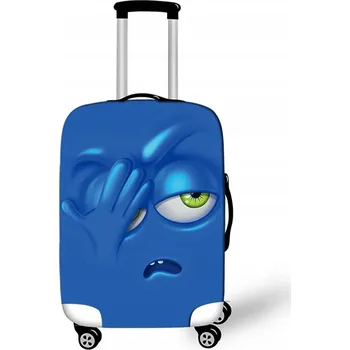 Elastický obal na kufr Crazy Face 02 - královsky modrý