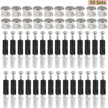 Nábytkové kování SPOJOVACÍ KOVÁNÍ PRO NÁBYTEK, SPOJKY PRO SKŘÍŇKY, ŠROUBY A KOLÍKY – SADA 50 PÁRŮ