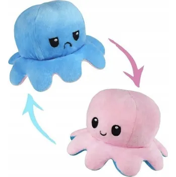 plyšák Oboustranná plyšová chobotnice růžová/modrá Plyšový Mazlíček Přítulníček 20 x 10 cm