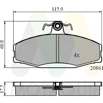 Brzdová destička Sada brzdových destiček, vždy 4 kusy v sadě MOTAQUIP LVXL306