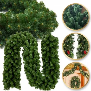 Vánoční dekorace Vánoční girlanda 270 cm 220 větviček zelená jehličnatá Umělý vánoční stromek