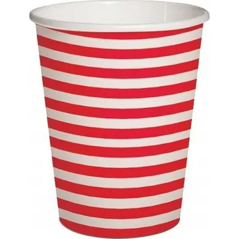 Party nádobí Kelímky bílé s červenými proužky Námořník 250 ml 8 ks