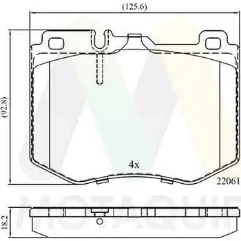 Brzdová destička Sada brzdových destiček, vždy 4 kusy v sadě MOTAQUIP LVXL1888