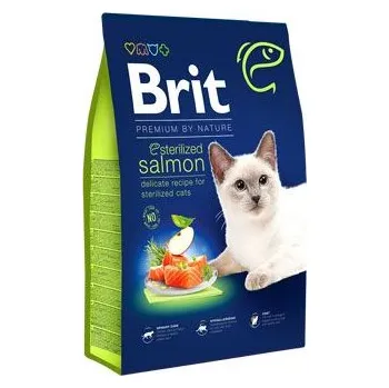 Brit Premium Cat by Nature Sterilized Salmon 8kg - poškozený obal
