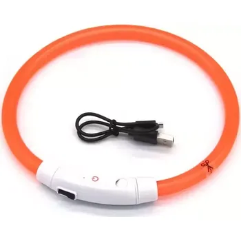 Obojek pro psa USB svítící bezpečnostní obojek pro psy – nastavitelný - oranžová