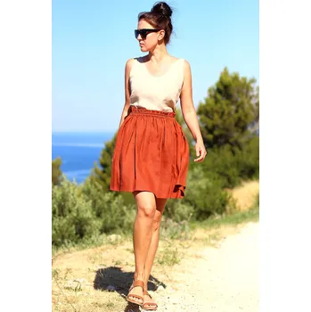 Dámská sukně Lotika 100% lněná sukně nad kolena Lotika Premium quliaty 832642