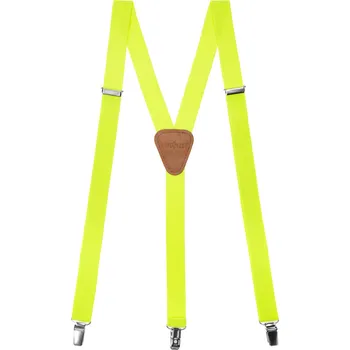 Kšandy Avantgard Šle Y s koženým středem a zapínáním na klipy - 25 mm, 867-272769, Žlutá neon, tmavě hnědá kůže