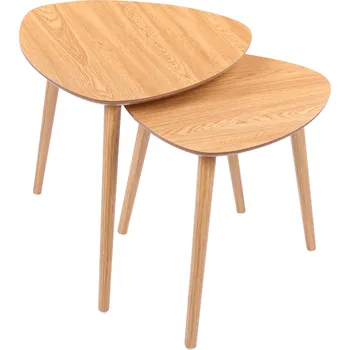 Konferenční stolek Set 2 ks přístavných stolků GAREY - přírodní