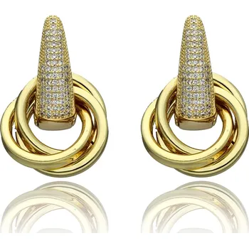 Náušnice Náušnice YVON s propleteným kruhovým motivem a kubickou zirkonií ve zlaté barvě