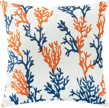 Povlak na dekorativní polštářek Dekorační povlak na polštář 43x43 měkká látka VELVET bílá mořské korály