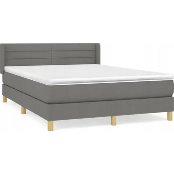 Postel Kontinentální postel 193x147x78/88 cm tmavě šedá s matrací 140x190 cm