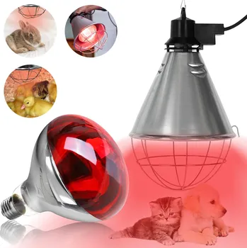 VÝHŘEVNÁ LAMPA PRO ZVÍŘATA 2 REŽIMY PRO PTÁKY, SLEPICE, KRÁLÍKY, PLAZY 250 W