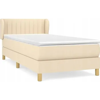 Postel Kontinentální postel krémová s matrací 90x190 cm a nastavitelným čelem