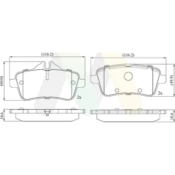Brzdová destička Sada brzdových destiček, vždy 4 kusy v sadě MOTAQUIP LVXL1933