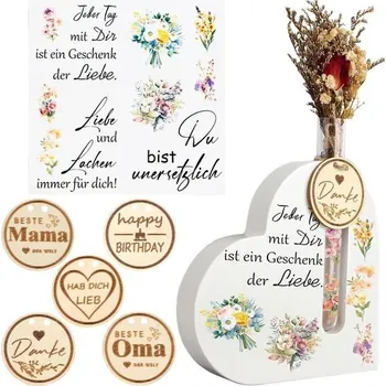 Váza HOWAB dárek k narozeninám, dárek ke Dni matek pro maminku, dárek k babičce, váza ve tvaru srdce,