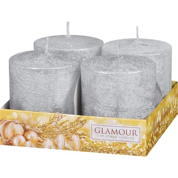 Svíčky adventní rustikální metalická d6x7cm 4ks