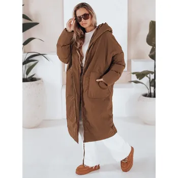 Dámská bunda Značková zimní bunda dlouhá MELVIN - Oversize Hnědá Barva: Světle Hnědá, Velikost: ONE SIZE