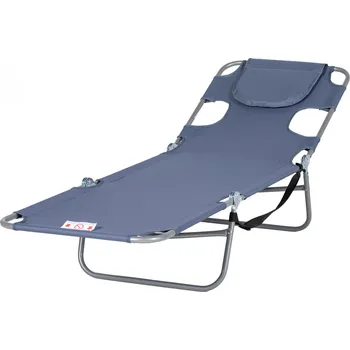 Zahradní lehátko Skládací zahradní lehátko s polštářkem | šedé