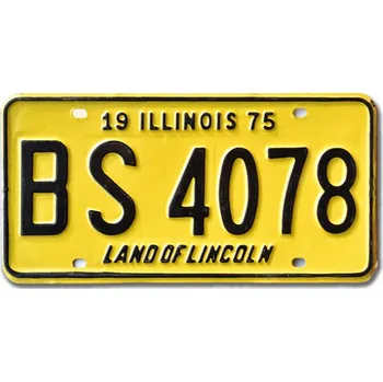 Plechová cedule Americká SPZ Illinois 1975 Yellow BS 4078