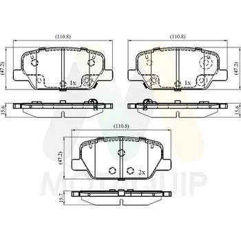 Brzdová destička Sada brzdových destiček, vždy 4 kusy v sadě MOTAQUIP LVXL2108