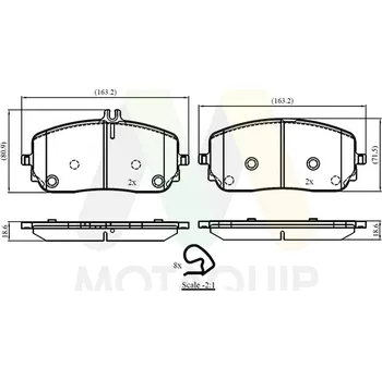 Brzdová destička Sada brzdových destiček, vždy 4 kusy v sadě MOTAQUIP LVXL2072