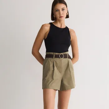 Dámské oblečení Reserved - Šortky s pleteným páskem - zelená - 7433Y-87X - 7433Y-87X-L-3