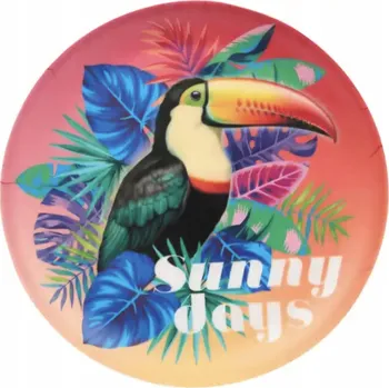 Talíř Melaminový talíř na oběd "Sunny Days" s motivem tukana a pelikána