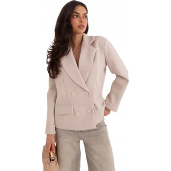 Dámský kabát Rue Paris dámský béžový kabát klasického střihu bez kapuce univerzální velikost