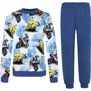 Chlapecké pyžamo CHLAPECKÉ PYŽAMO PRO MLÁDEŽ PRO DOSPÍVAJÍCÍ MOTORKY MOTOCYKLY BAVLNA 164