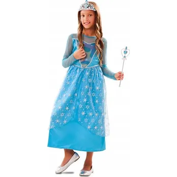 Karnevalový kostým KOSTÝM DĚTSKÝ ZIMNÍ PRINCEZNA KRÁLOVNA PŘEVLEK VELIKOST 104