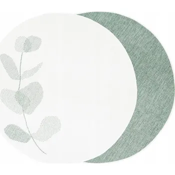 Koberec KOBEREC KULATÝ Z PROVAZU NA TERASU OBOUSTRANNÝ KRÉMOVÝ ZELEŇ LISTY prům. 120 cm