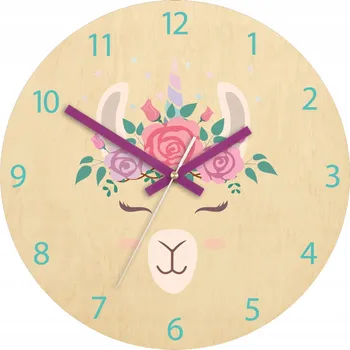 Hodiny Břízový nástěnný křemenný hodinový stroj se vzorem lamy Akrylový lama Kulatý