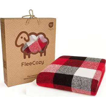 deka Stylová vlněná deka 140x200 cm s třásněmi - kostkovaný vzor červeno-černá