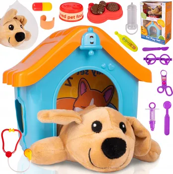 plyšák PEJSEK S BOUDOU MALÝ VETERINÁŘ SADA PŘÍSLUŠENSTVÍ DOKTOR PLYŠÁK