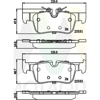 Brzdová destička Sada brzdových destiček, vždy 4 kusy v sadě MOTAQUIP LVXL1834