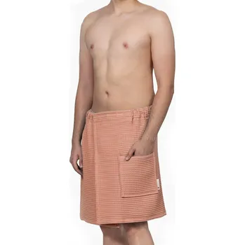 Kilt do sauny, pánská osuška do spa a k bazénu, Bavlna, broskvová barva (pareo biscotto)