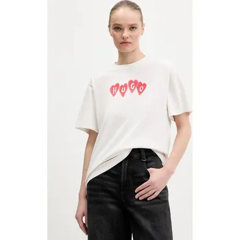 Bavlněné tričko HUGO Vintage Tee_22 50561164 béžová 01X, vel. M