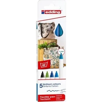 Speciální výtvarná barva Edding Popisovač na textil 4600 - Studené barvy, sada 5 ks