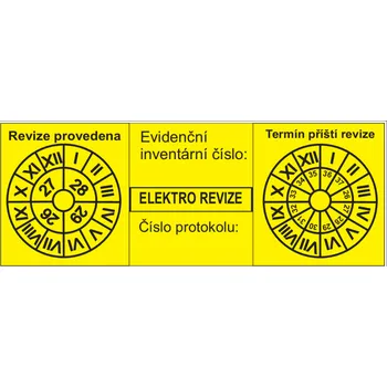 Označení revize spotřebičů Samolepka 68 x 25 mm tl. 0.1 mm - arch 32 ks - Kód: 05276