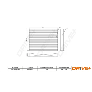 Kabinový filtr Filtr vzduchu v interiéru Dr!ve+ DP1110.12.1094