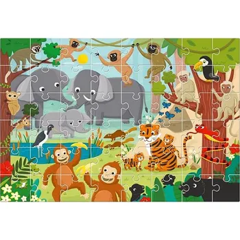 Puzzle Ludattica Obří podlahové puzzle, Veselá džungle, 48 dílků