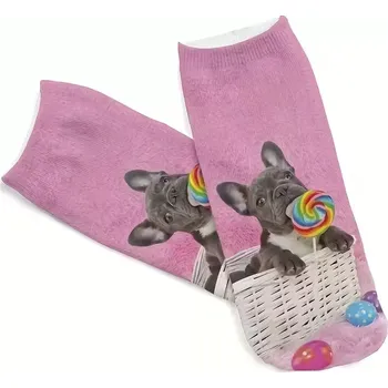 Dámské ponožky dámských kotníkových ponožek – motiv francouzského buldočka - Model4