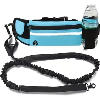 Vodítko pro psa Běžecké hands-free vodítko pro psy – S bungee šňůrou a bederním pásem - modrá