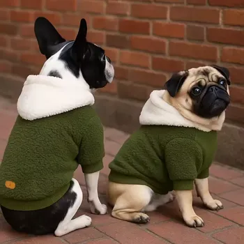 Obleček pro psa Zimní Fleece Mikina pro Psy – Teplý Svetr s Kapucí, Měkký Podšitý Pulovr - L