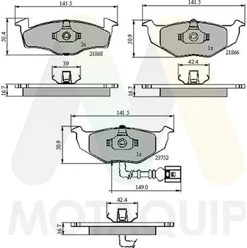 Brzdová destička Sada brzdových destiček, vždy 4 kusy v sadě MOTAQUIP LVXL1124