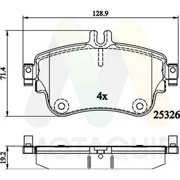 Brzdová destička Sada brzdových destiček, vždy 4 kusy v sadě MOTAQUIP LVXL1746