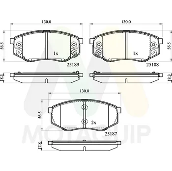 Brzdová destička Sada brzdových destiček, vždy 4 kusy v sadě MOTAQUIP LVXL1757
