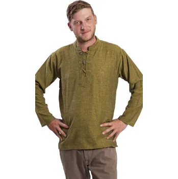 Pánská košile Košile Nepál / ETNO KURTA zelená 3XL