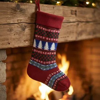 Vánoční dekorace Vánoční ponožka se zimním motivem 14 x 61 cm